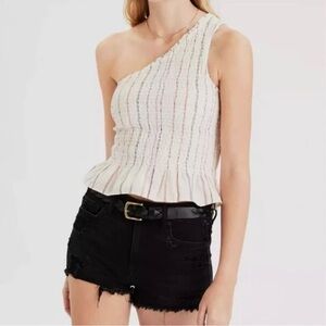 American Eagle Outfitters One-Shoulder Cream Top